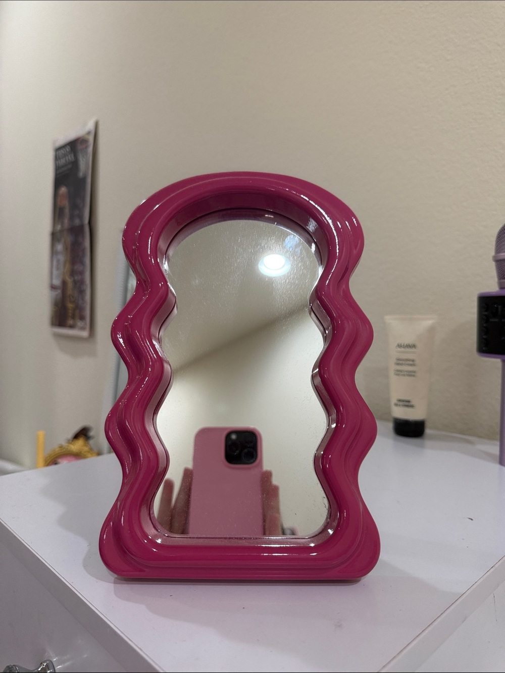 Home Accents Pink Wavy Frame Vanity Mirror